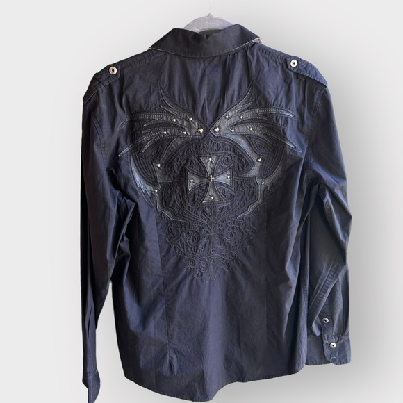 Toku men’s button up shirt with embellishment - Picture 2 of 8